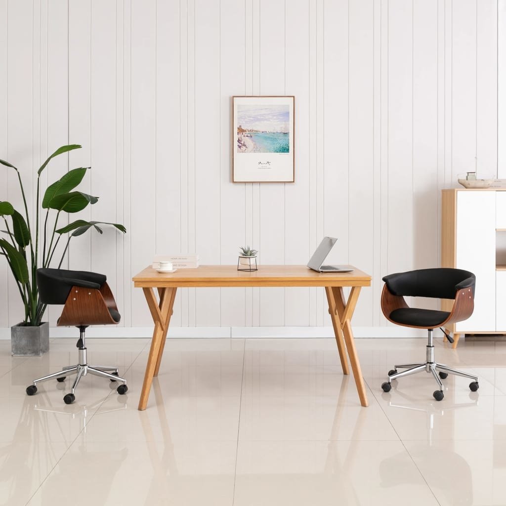 VidaXL Eetkamerstoelen draaibaar 2 st kunstleer zwart