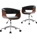 VidaXL Eetkamerstoelen draaibaar 2 st kunstleer zwart