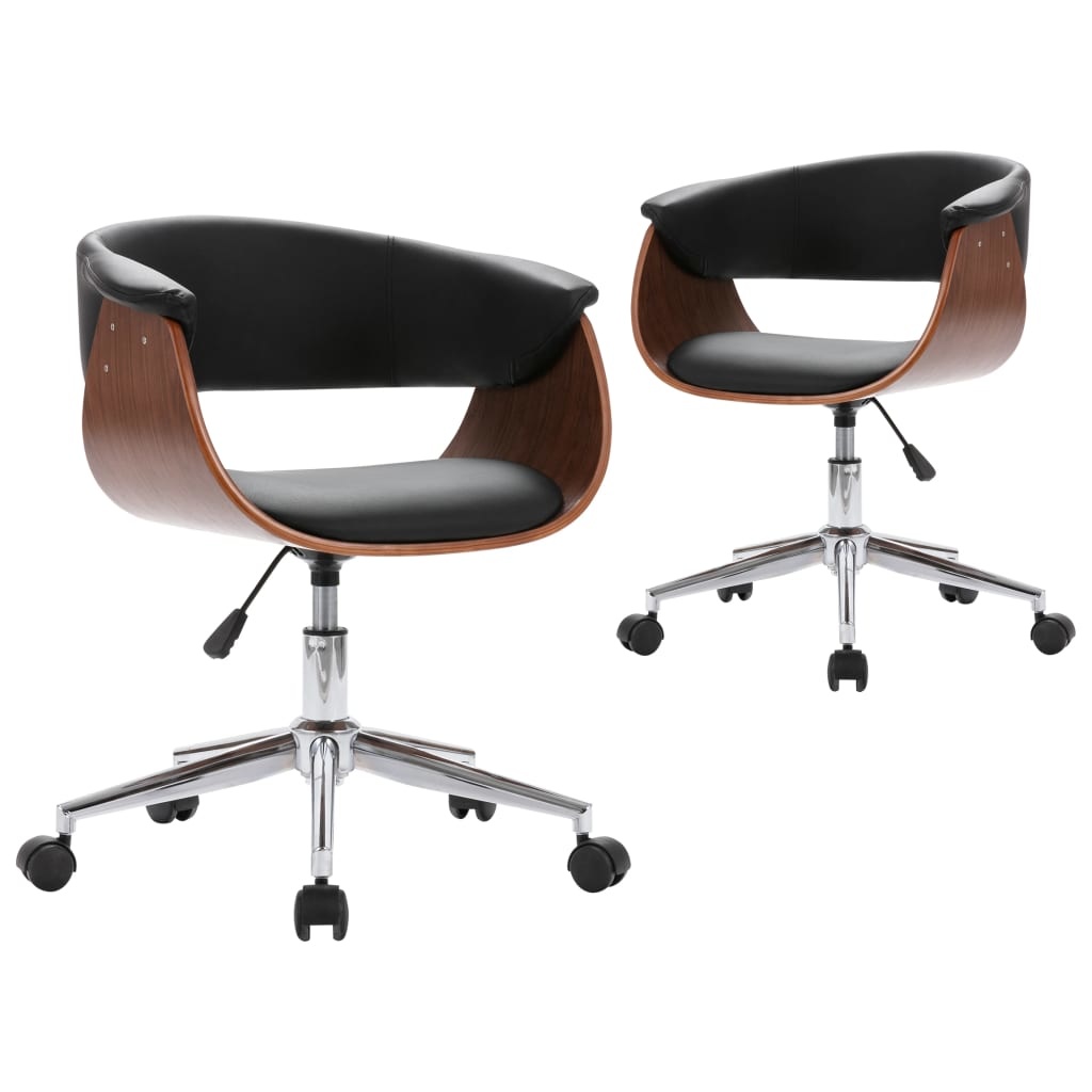 VidaXL Eetkamerstoelen draaibaar 2 st kunstleer zwart