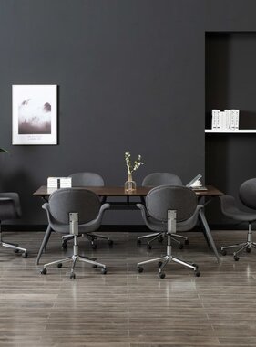 VidaXL Eetkamerstoelen draaibaar 6 st stof grijs