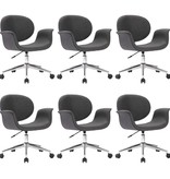 VidaXL Eetkamerstoelen draaibaar 6 st stof grijs