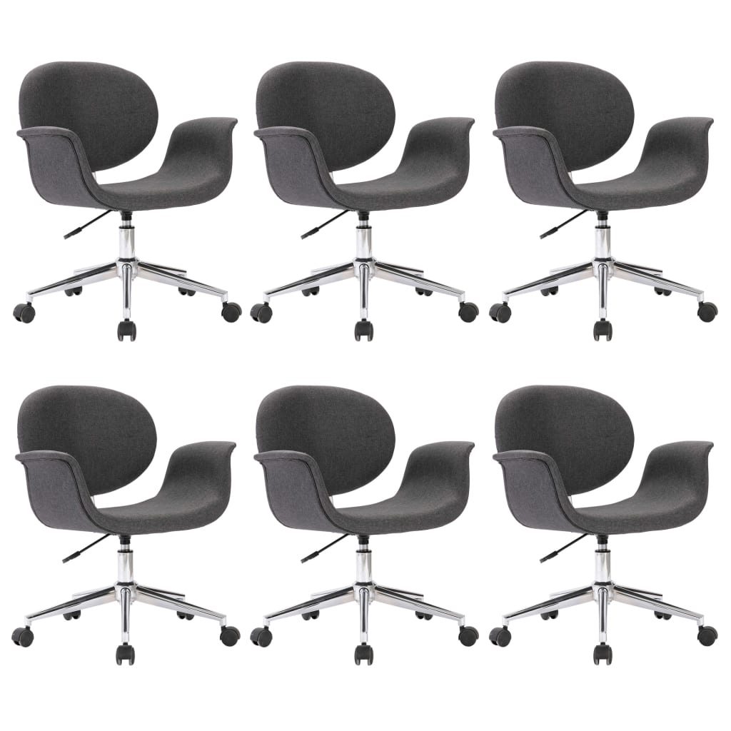 VidaXL Eetkamerstoelen draaibaar 6 st stof grijs