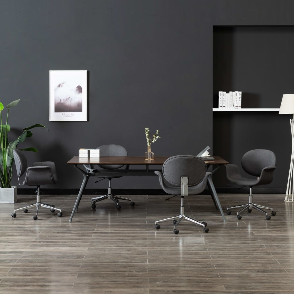 VidaXL Eetkamerstoelen draaibaar 4 st stof grijs