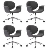 VidaXL Eetkamerstoelen draaibaar 4 st stof grijs