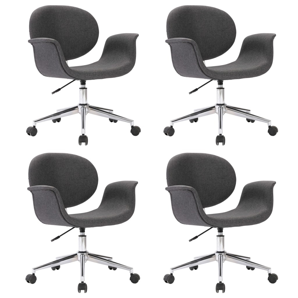VidaXL Eetkamerstoelen draaibaar 4 st stof grijs
