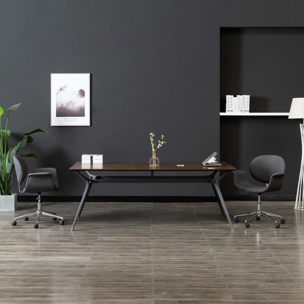 VidaXL Eetkamerstoelen draaibaar 2 st stof grijs