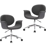 VidaXL Eetkamerstoelen draaibaar 2 st stof grijs