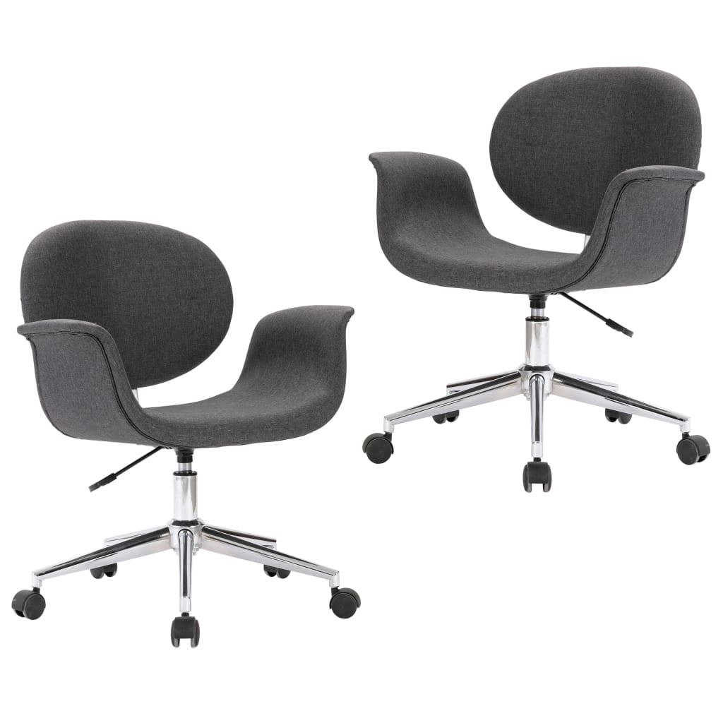 VidaXL Eetkamerstoelen draaibaar 2 st stof grijs