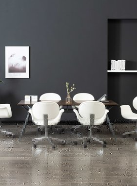 VidaXL Eetkamerstoelen draaibaar 6 st kunstleer wit