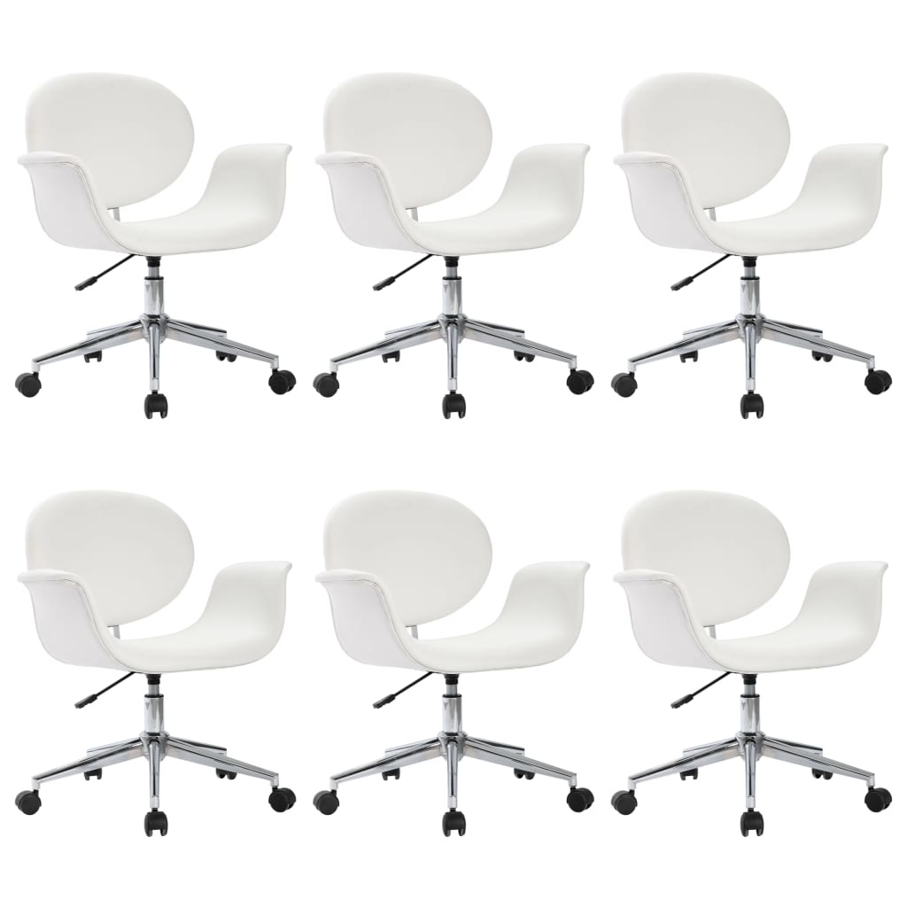 VidaXL Eetkamerstoelen draaibaar 6 st kunstleer wit