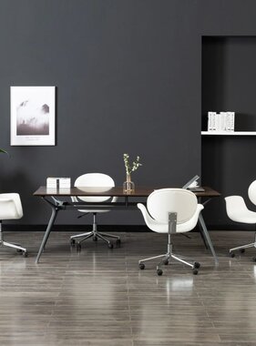 VidaXL Eetkamerstoelen draaibaar 4 st kunstleer wit