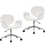VidaXL Eetkamerstoelen draaibaar 2 st kunstleer wit