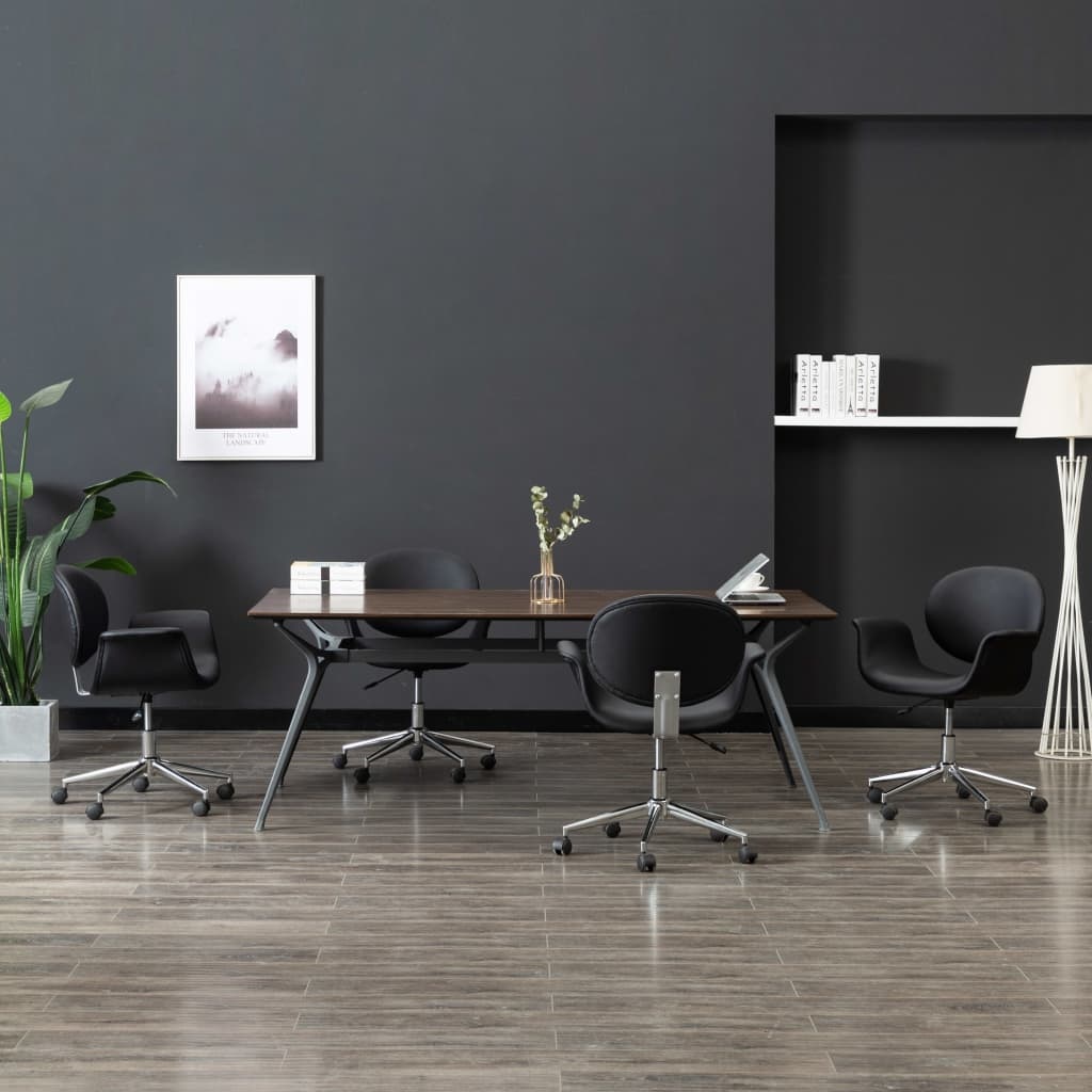 VidaXL Eetkamerstoelen draaibaar 4 st kunstleer zwart