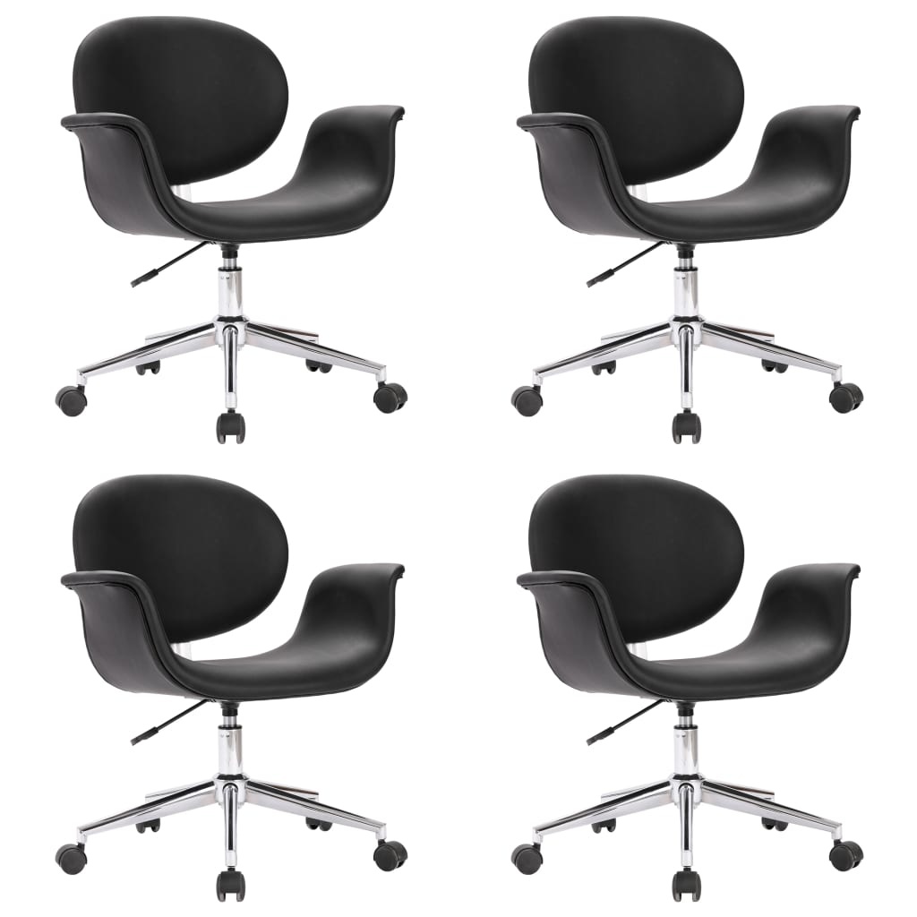 VidaXL Eetkamerstoelen draaibaar 4 st kunstleer zwart