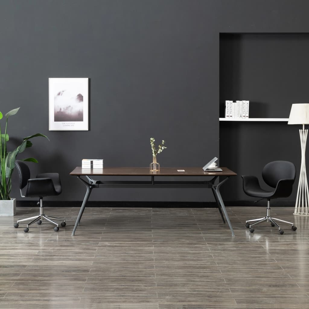 VidaXL Eetkamerstoelen draaibaar 2 st kunstleer zwart