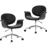 VidaXL Eetkamerstoelen draaibaar 2 st kunstleer zwart