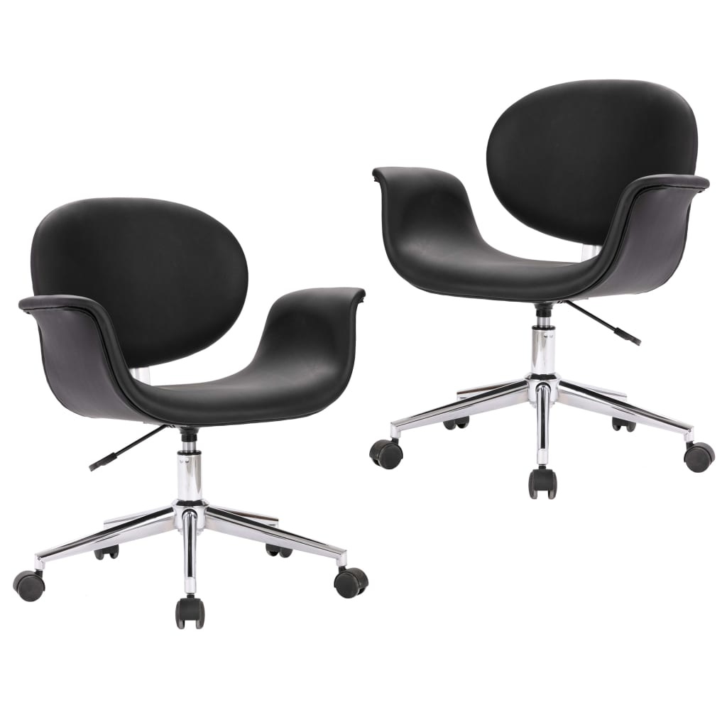 VidaXL Eetkamerstoelen draaibaar 2 st kunstleer zwart