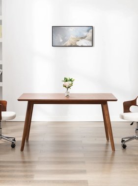 VidaXL Kantoorstoel draaibaar gebogen hout en kunstleer wit