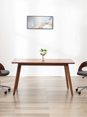 VidaXL Kantoorstoel draaibaar gebogen hout en stof grijs