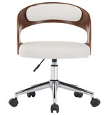VidaXL Kantoorstoel draaibaar gebogen hout en kunstleer wit