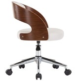 VidaXL Kantoorstoel draaibaar gebogen hout en kunstleer wit