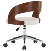 VidaXL Kantoorstoel draaibaar gebogen hout en kunstleer wit