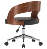 VidaXL Kantoorstoel draaibaar gebogen hout en kunstleer zwart