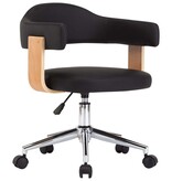 VidaXL Kantoorstoel draaibaar gebogen hout en kunstleer zwart