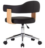 VidaXL Kantoorstoel draaibaar gebogen hout en kunstleer zwart