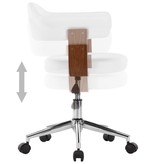 VidaXL Kantoorstoel draaibaar gebogen hout en kunstleer wit