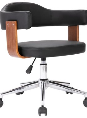 VidaXL Kantoorstoel draaibaar gebogen hout en kunstleer zwart