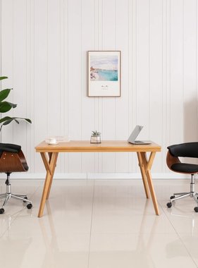 VidaXL Kantoorstoel draaibaar gebogen hout en kunstleer zwart