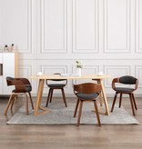 VidaXL Eetkamerstoelen 4 st gebogen hout en stof grijs