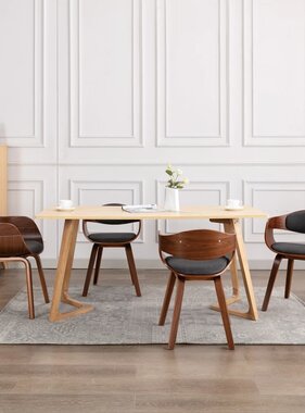 VidaXL Eetkamerstoelen 4 st gebogen hout en stof grijs
