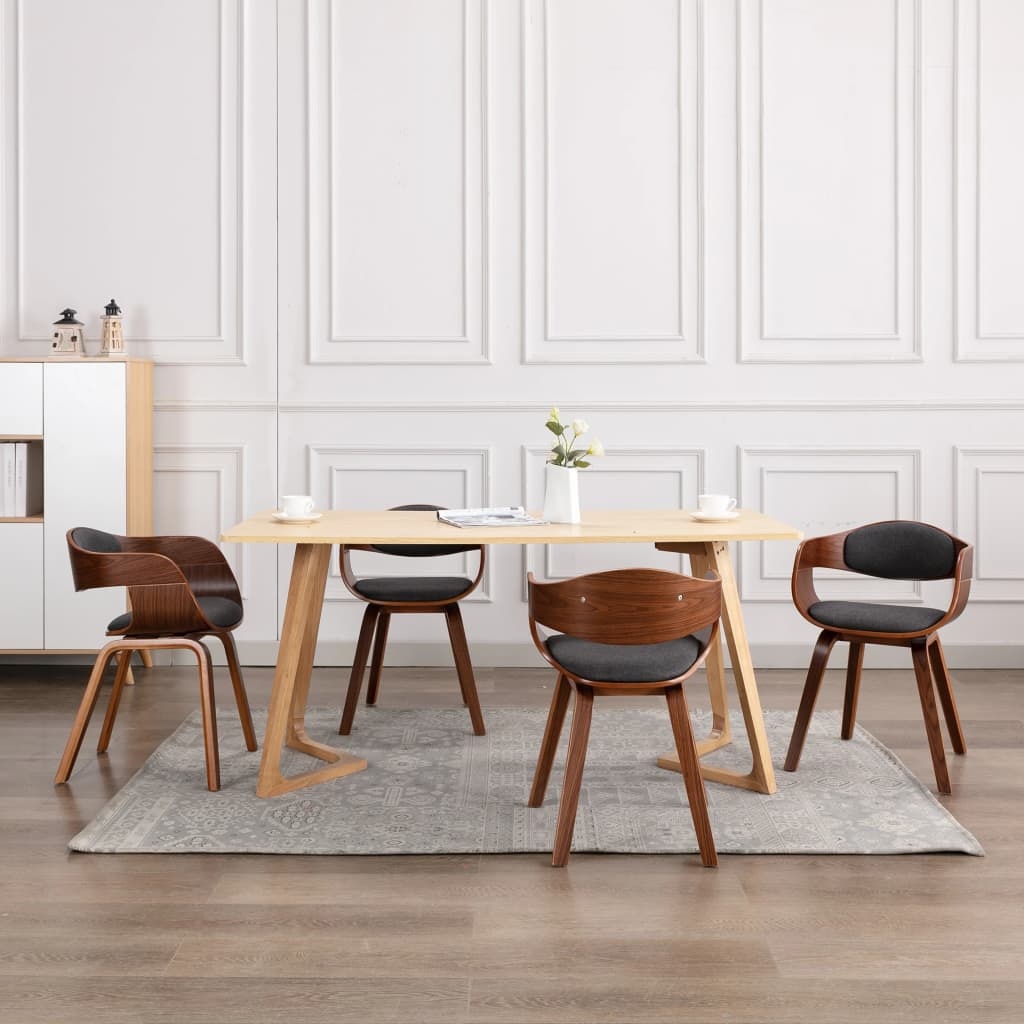 VidaXL Eetkamerstoelen 4 st gebogen hout en stof grijs