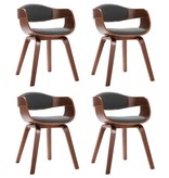 VidaXL Eetkamerstoelen 4 st gebogen hout en stof grijs