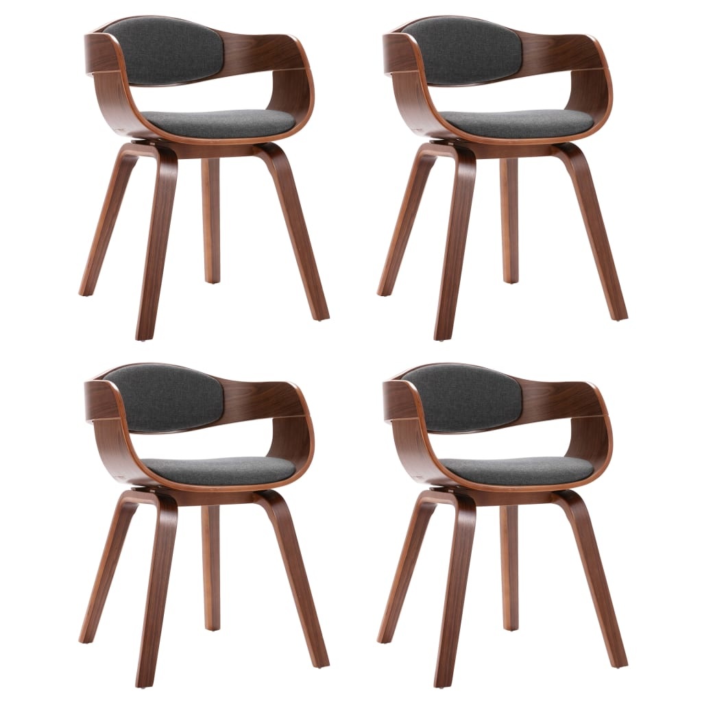VidaXL Eetkamerstoelen 4 st gebogen hout en stof grijs