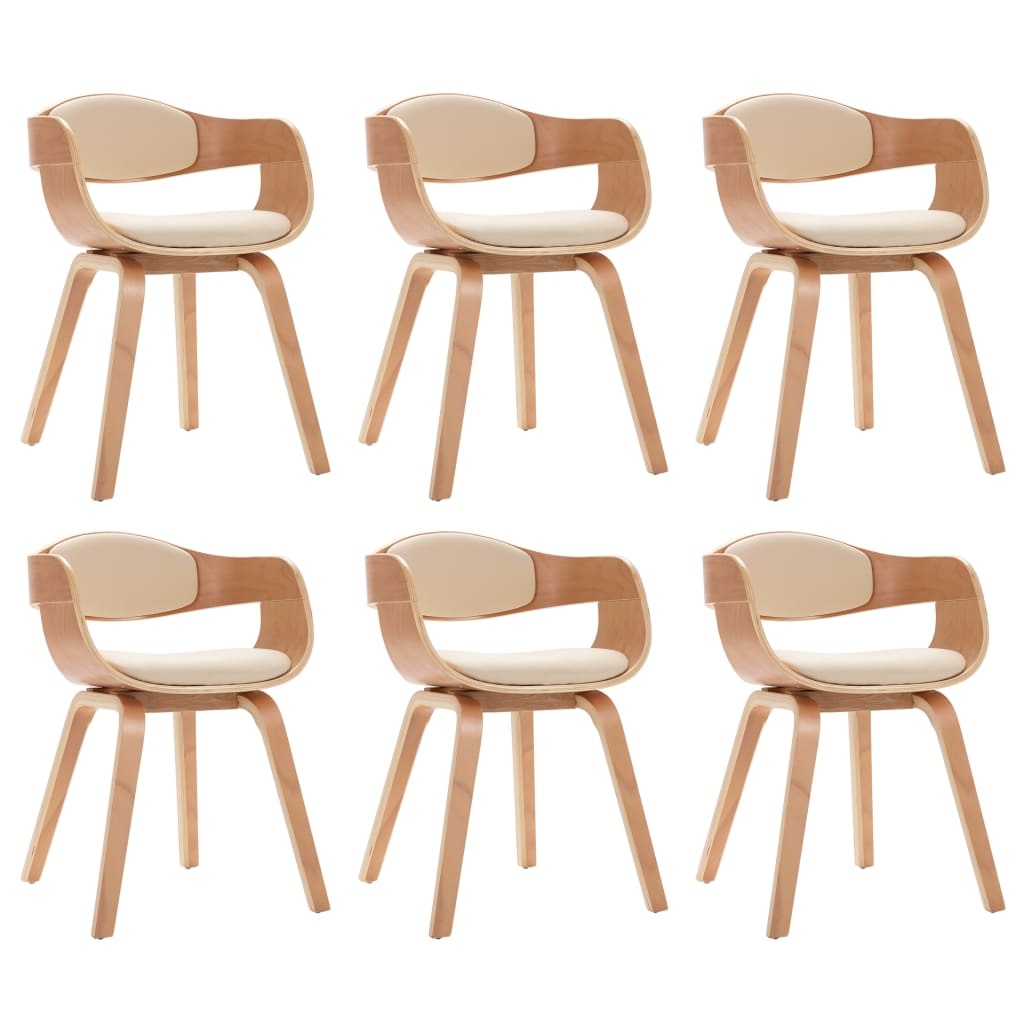 VidaXL Eetkamerstoelen 6 st gebogen hout en kunstleer