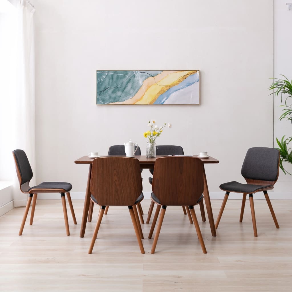 VidaXL Eetkamerstoelen 6 st stof grijs