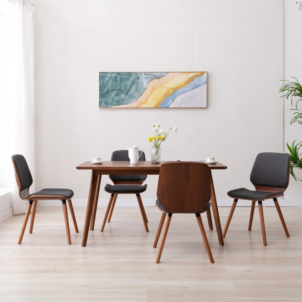VidaXL Eetkamerstoelen 4 st stof grijs