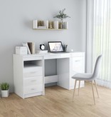 VidaXL Bureau 140x50x76 cm spaanplaat hoogglans wit