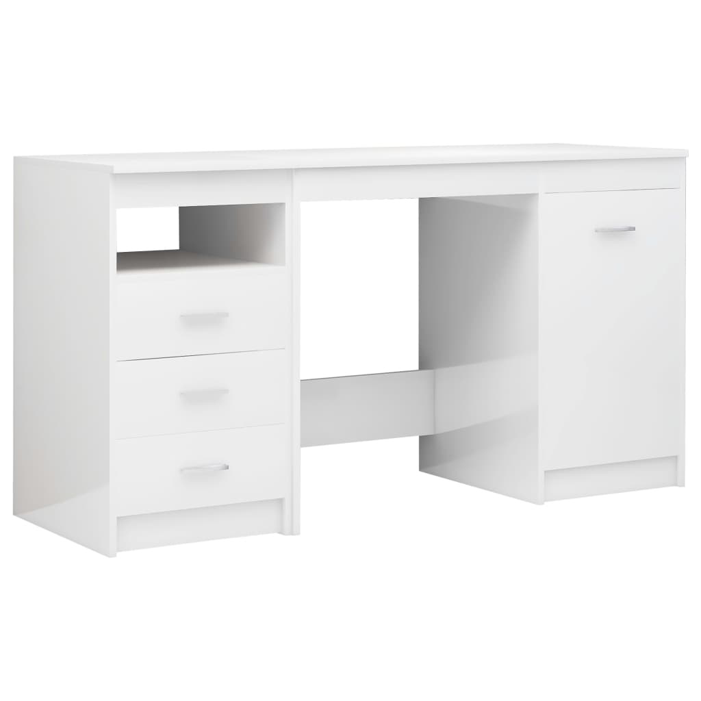 VidaXL Bureau 140x50x76 cm spaanplaat hoogglans wit