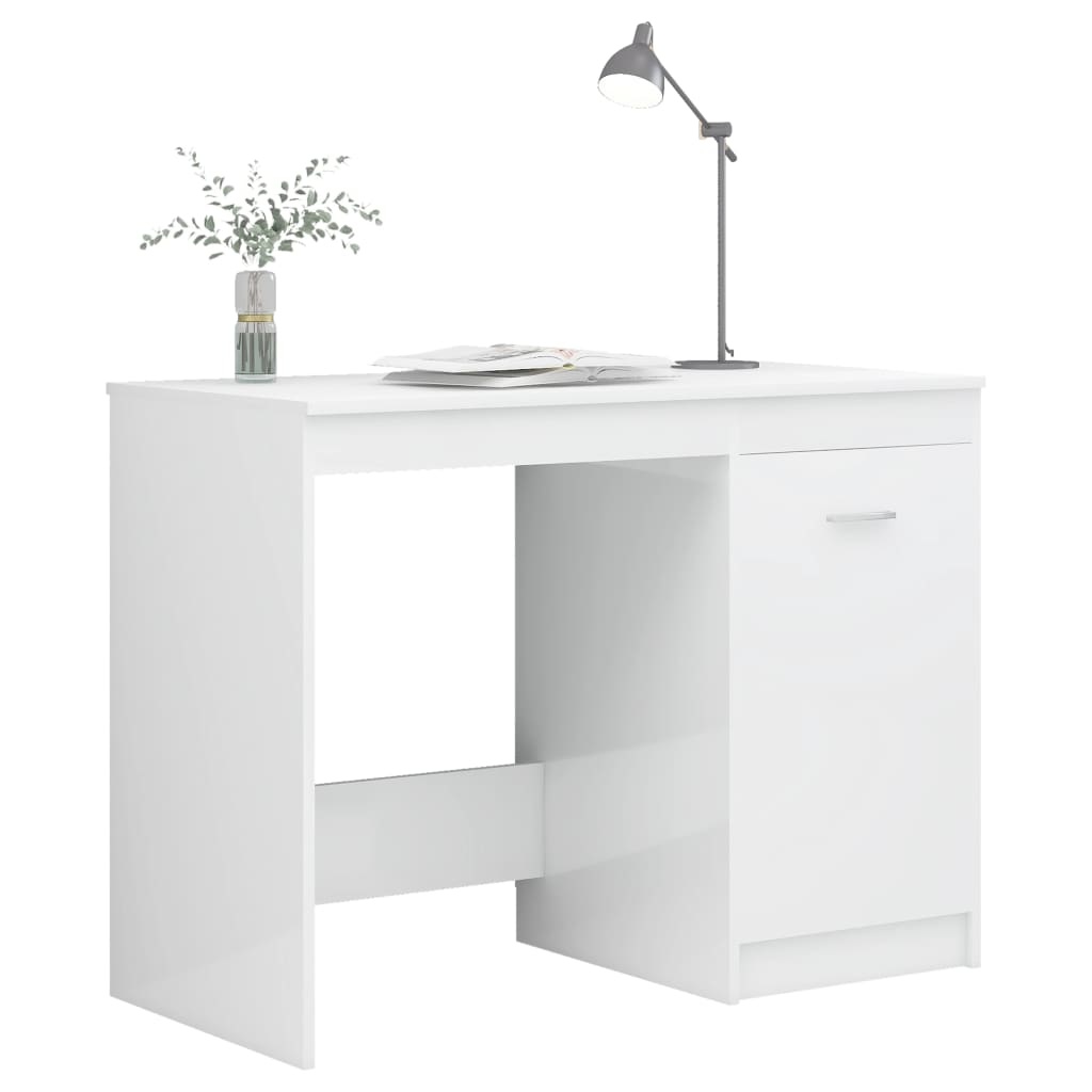VidaXL Bureau 140x50x76 cm spaanplaat hoogglans wit