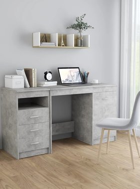 VidaXL Bureau 140x50x76 cm spaanplaat betongrijs
