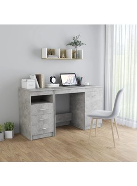 vidaXL Bureau 140x50x76 cm spaanplaat betongrijs