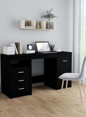 VidaXL Bureau 140x50x76 cm spaanplaat zwart