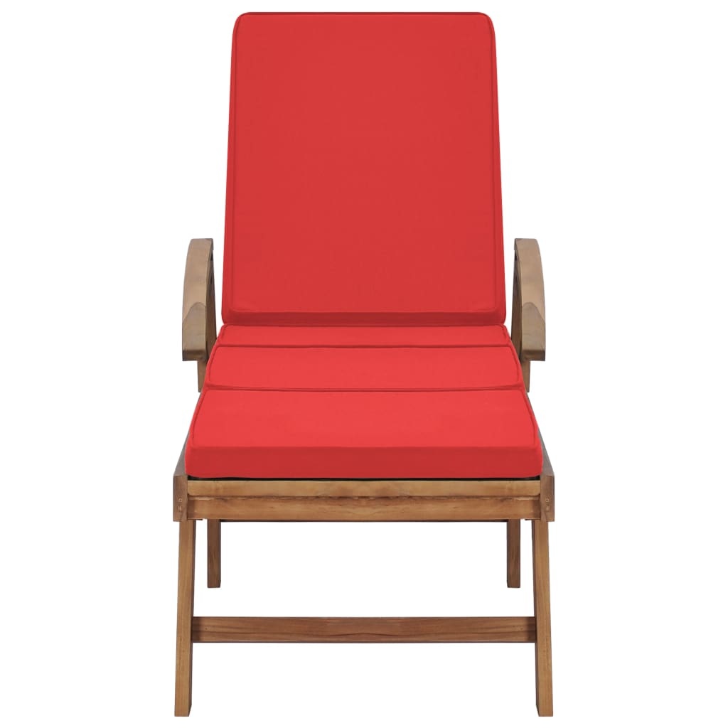 VidaXL Ligbedden met kussens 2 st massief teakhout rood