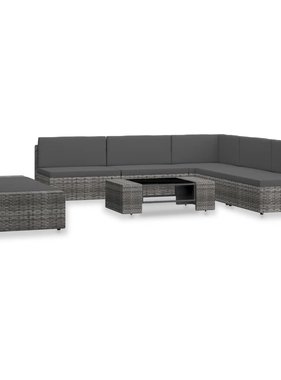VidaXL 7-delige Loungeset poly rattan grijs
