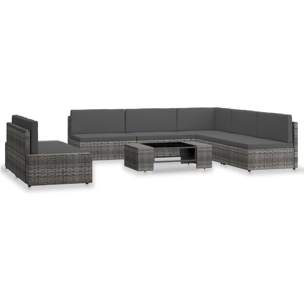 VidaXL 7-delige Loungeset poly rattan grijs