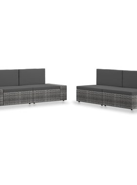 VidaXL 4-delige Loungeset poly rattan grijs